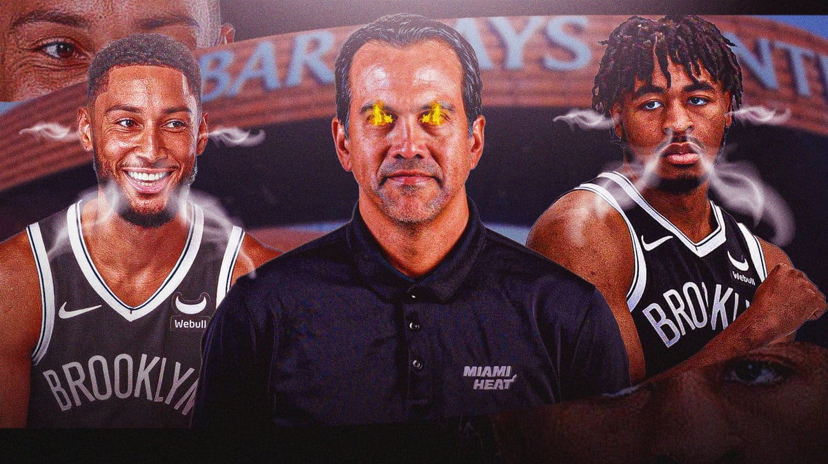 Erik Spoelstra with fire in his eyes. Ben Simmons and Cam Thomas with smoke coming out of their nose and ears