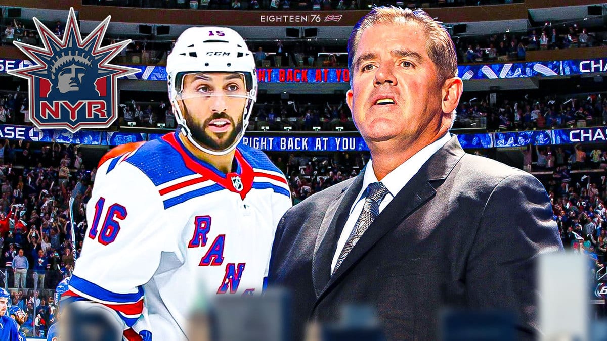 New York Rangers head coach Peter Laviolette and Rangers forward Vincent Trocheck at Madison Square Garden.