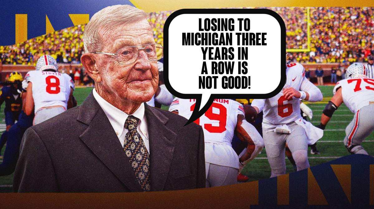 Former Notre Dame head coach Lou Holtz, saying "Losing to Michigan Three years in a row is not good."
