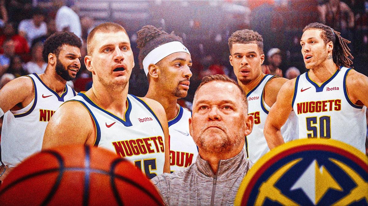 Nuggets' Michael Malone, Nikola Jokic, Jamal Murray, Aaron Gordon, Michael Porter Jr., Zeke Nnaji
