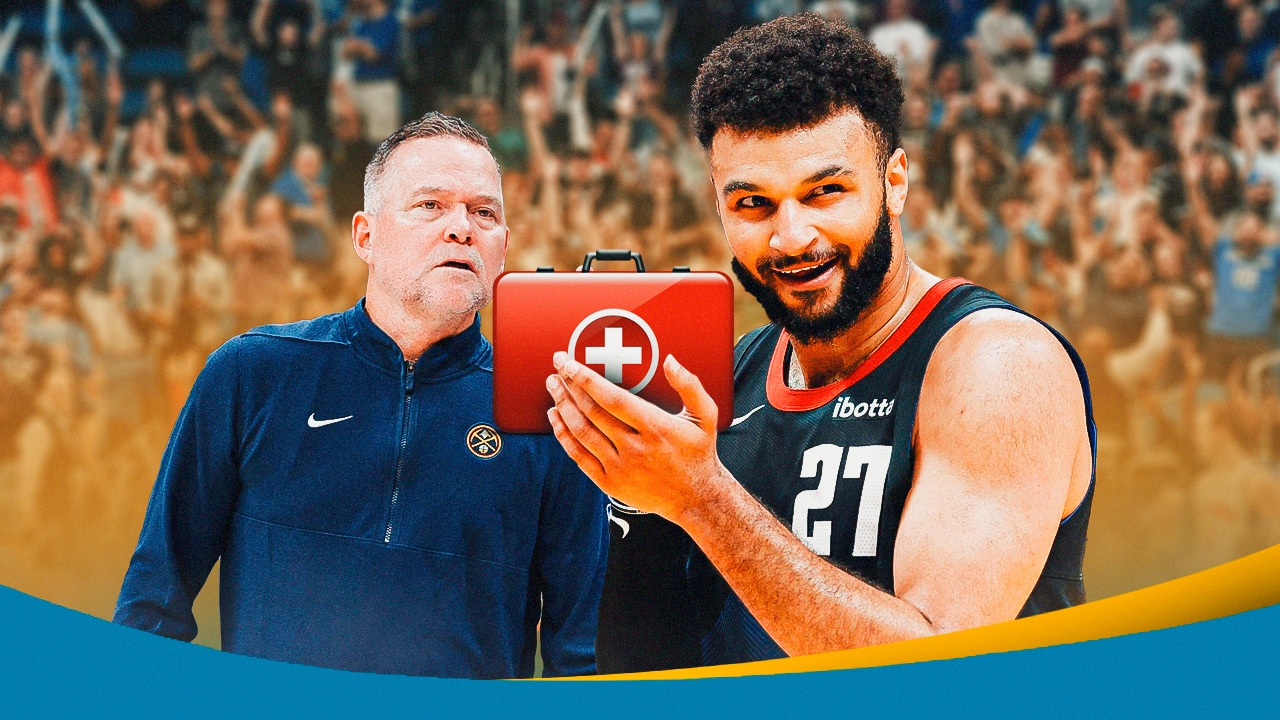 Nuggets' Michael Malone with animated tears. Jamal Murray with first-aid kit