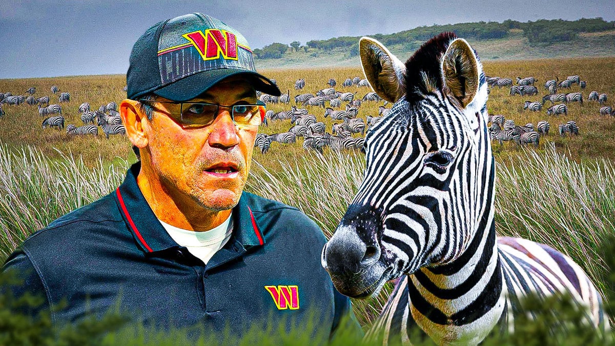 Commanders Ron Rivera with a zebra