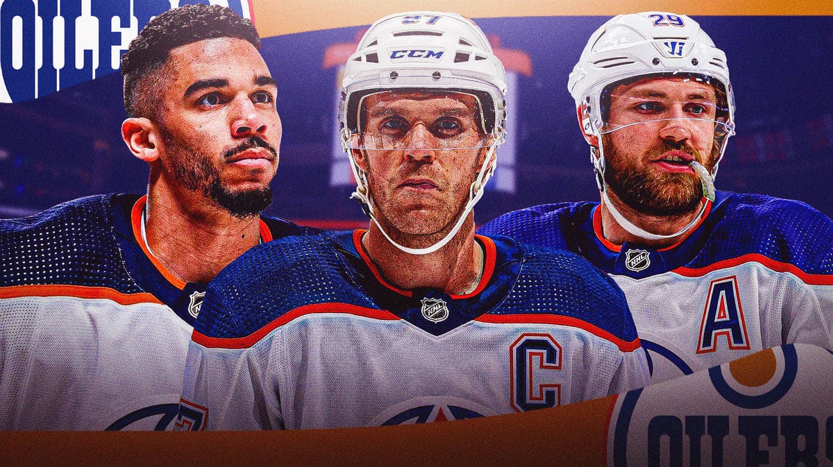 Edmonton Oilers stars Evander Kane, Connor McDavid, and Leon Draisaitl after a huge comeback win against the Seattle Kraken