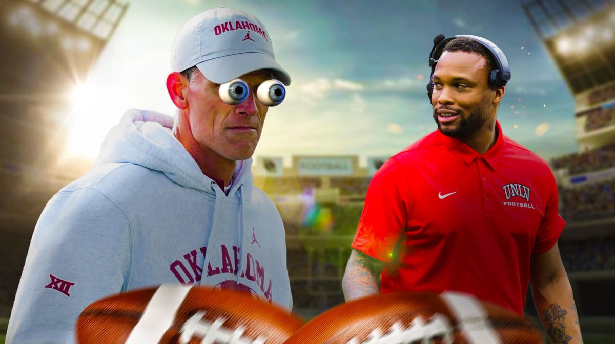 Oklahoma football head coach Brent Venables and UNLV football offensive coordinator Brennam Marion