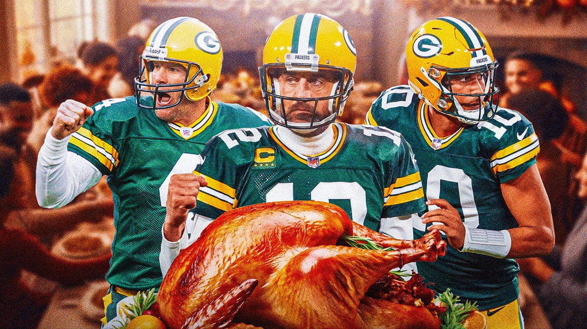 Green Bay Packers quarterbacks, past to present. Brett Favre, Aaron Rodgers, Jordan Love