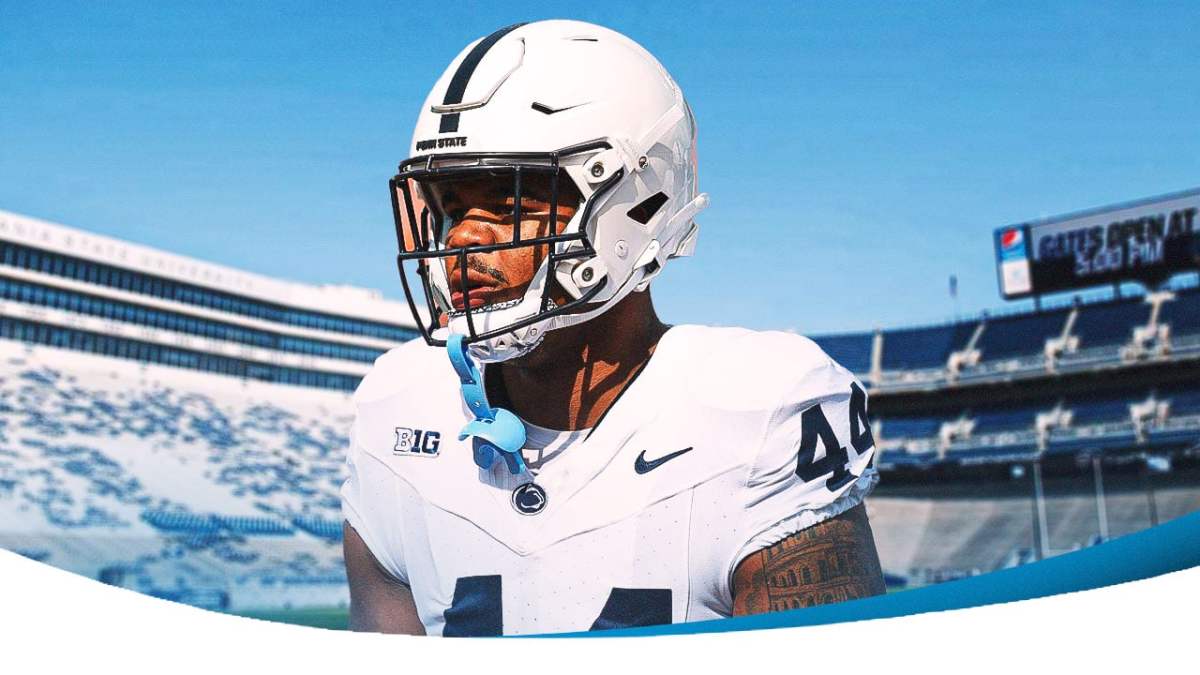 Michigan football, Penn State football, Wolverines, Nittany Lions, Chop Robinson, Chop Robinson with Penn State football stadium in the background