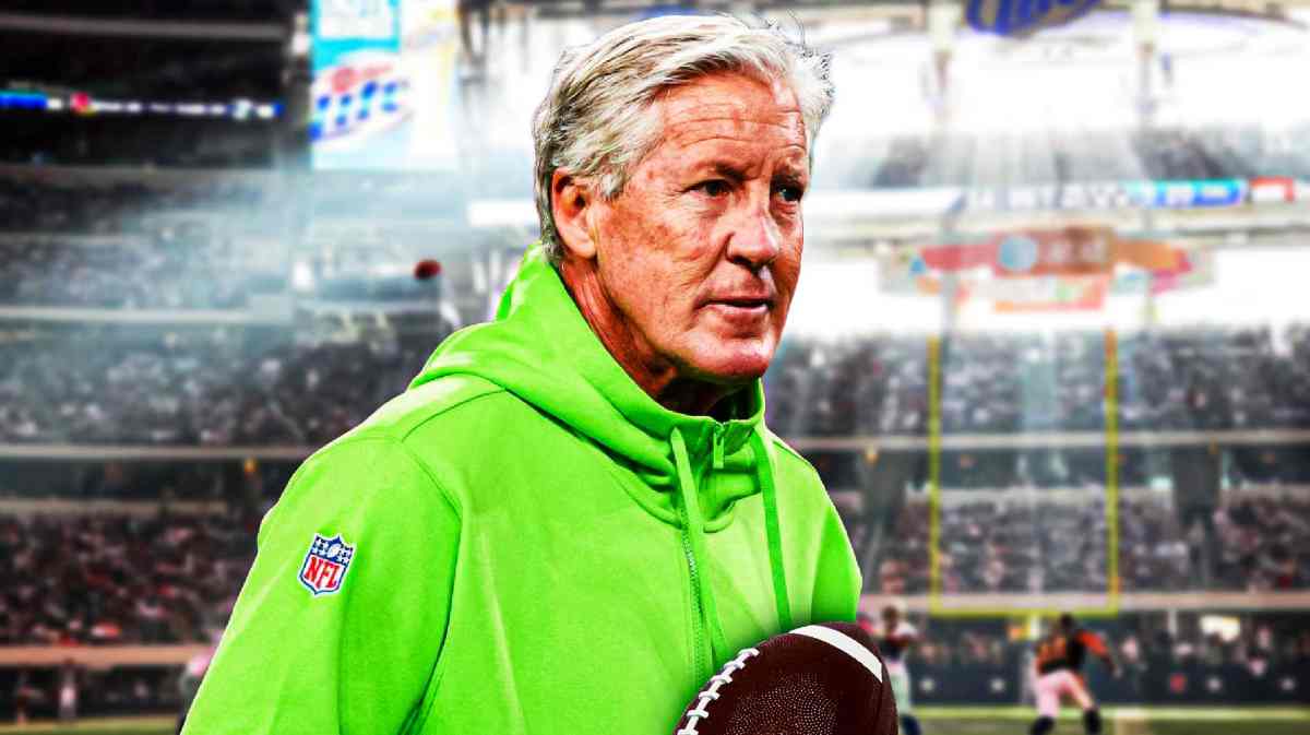 Seattle, Seahawks, Dallas, Cowboys, Pete Carroll, Pete Carroll with Cowboys stadium in the background