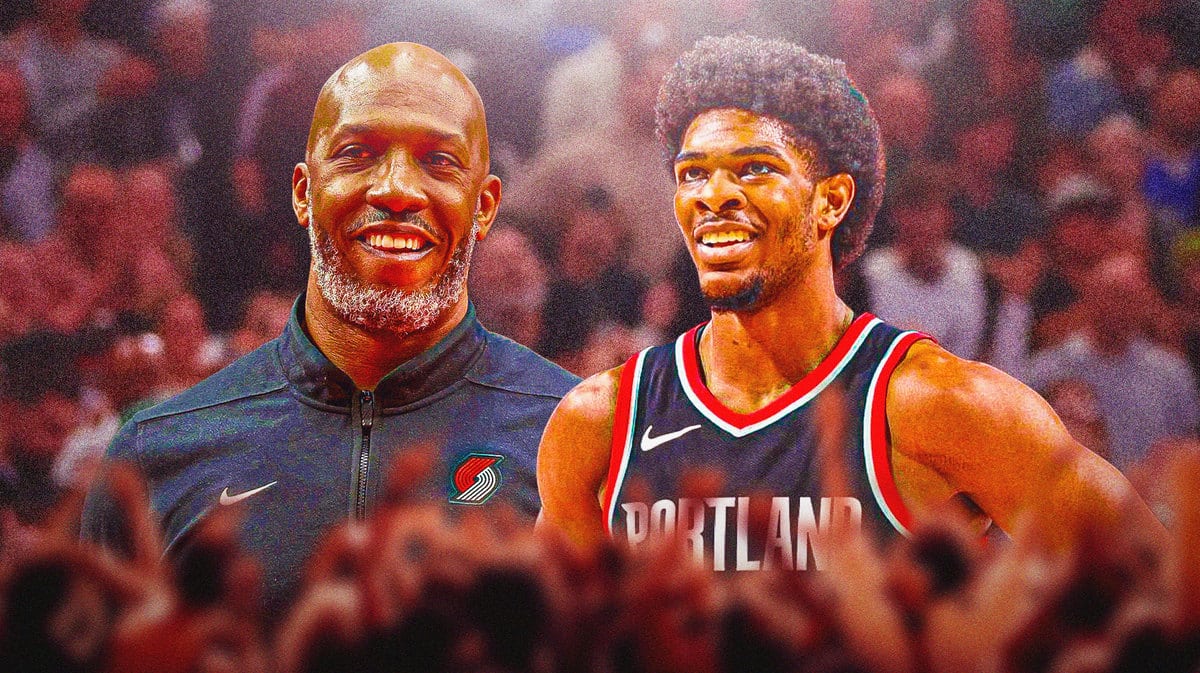 Blazers Chauncey Billups and Scoot Henderson with NBA G League Rip City Remix crowd