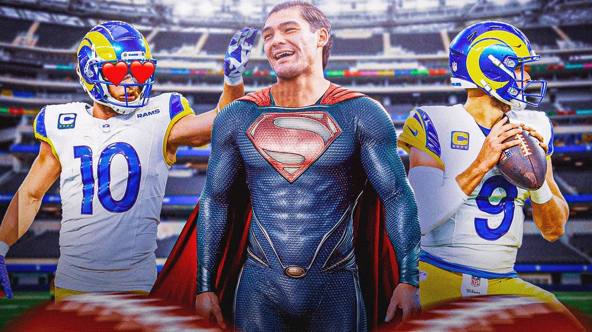 Thumb: Puka Nacua edited into Supeman. Matthew Stafford, Cooper Kupp with heart eyes.