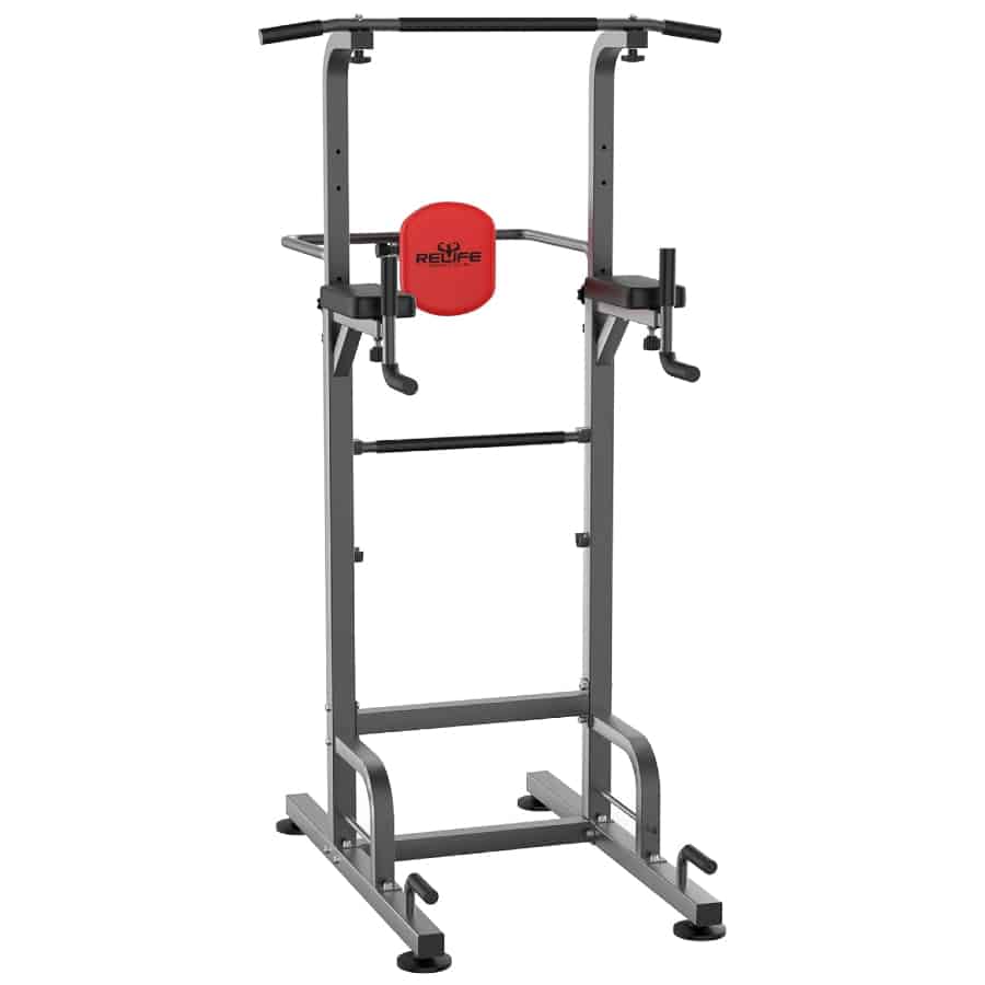 RELIFE REBUILD YOUR LIFE Power Tower Pull Up Bar Station on a white background.