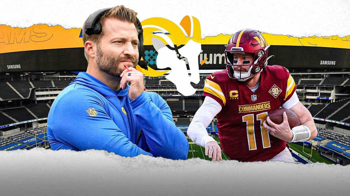 Los Angeles Rams head coach Sean McVay and quarterback Carson Wentz