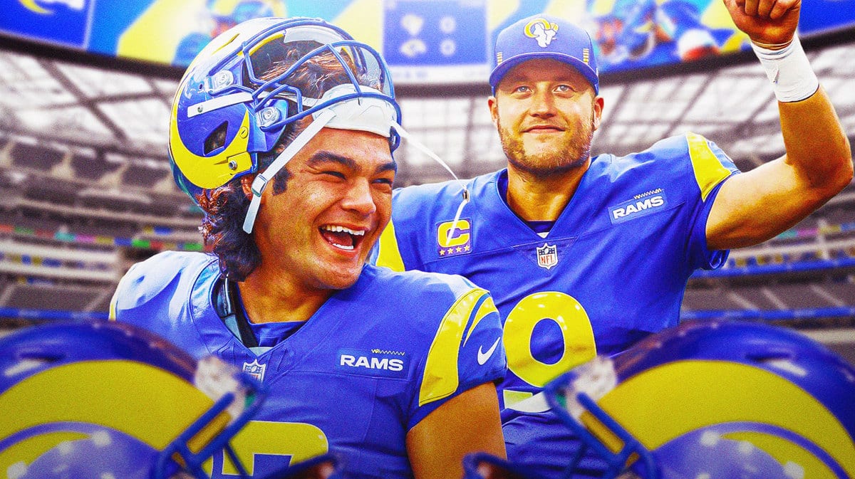 Puka Nacua and Matthew Stafford smiling