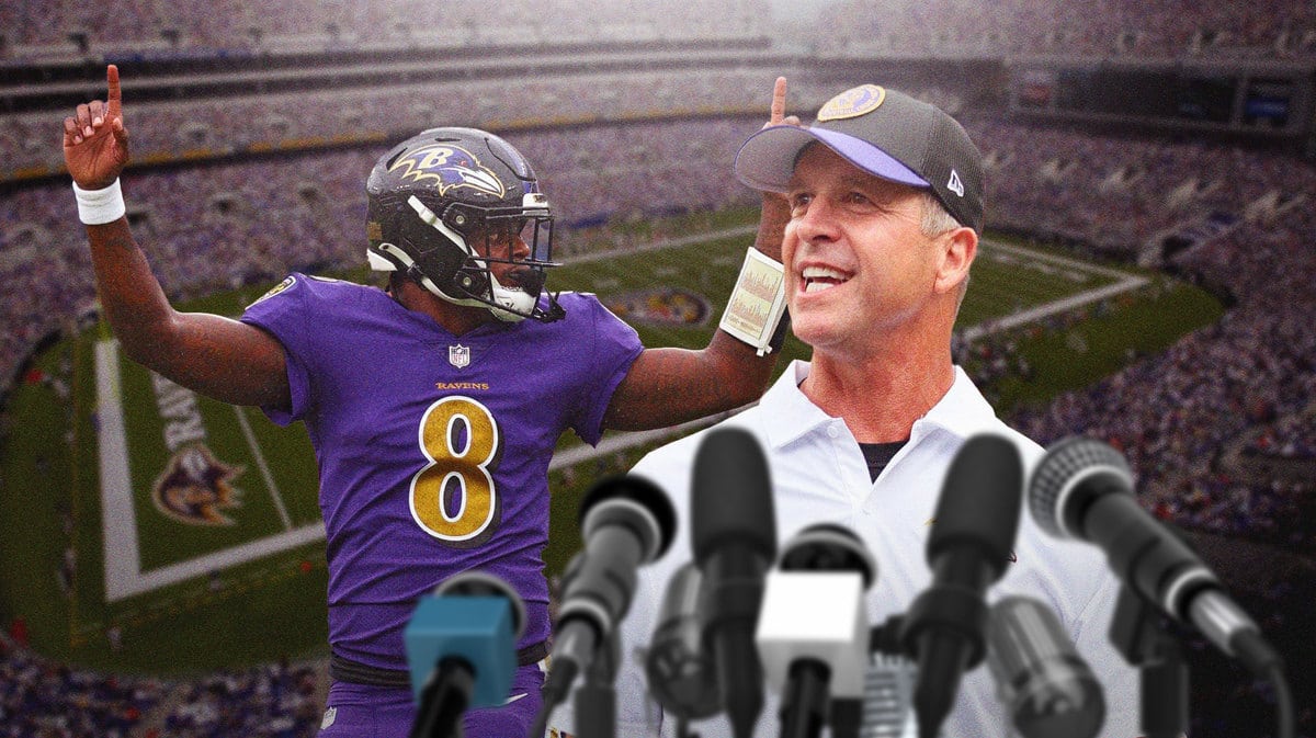 John Harbaugh and Ravens QB Lamar Jackson