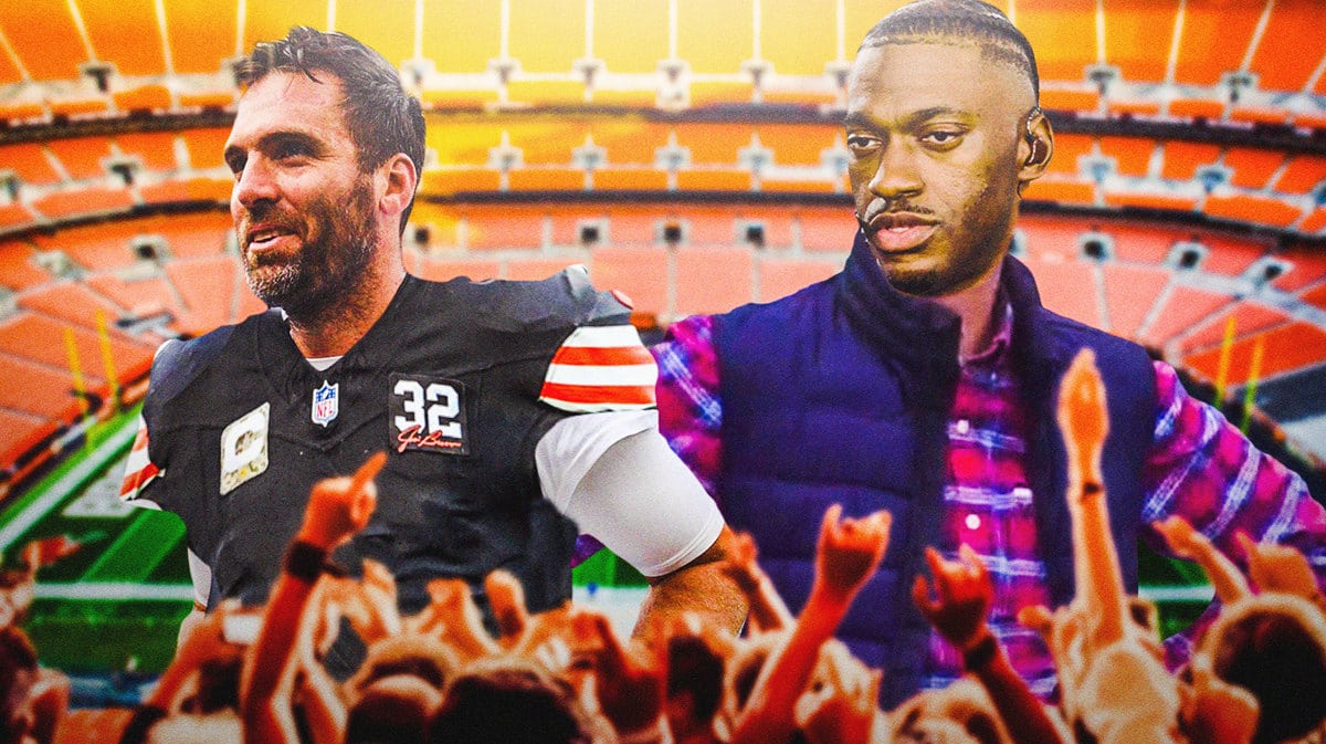 Robert Griffin III (analyst) as teh cricket fan meme, Joe Flacco in Browns uniform