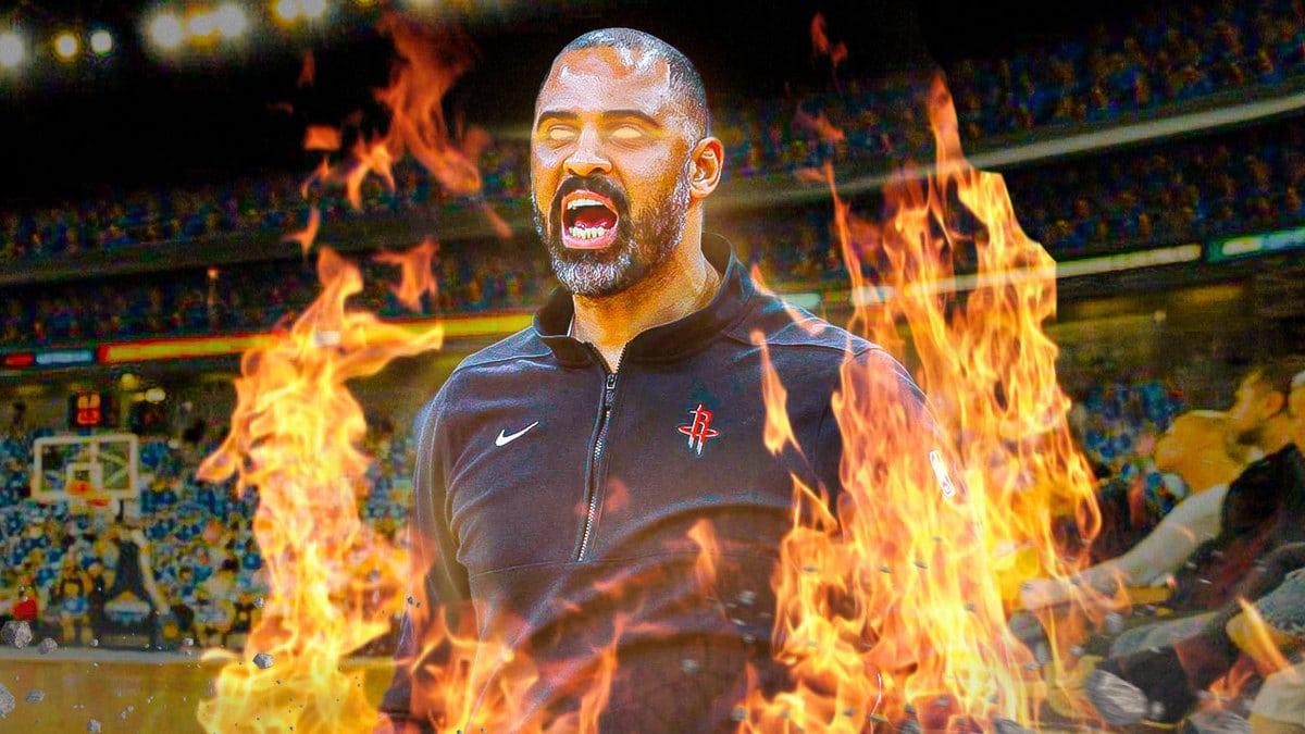 Rockets coach Ime Udoka in flames