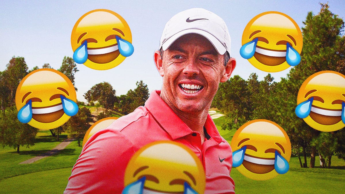 Rory McIlroy laughing, crying laughing emojis