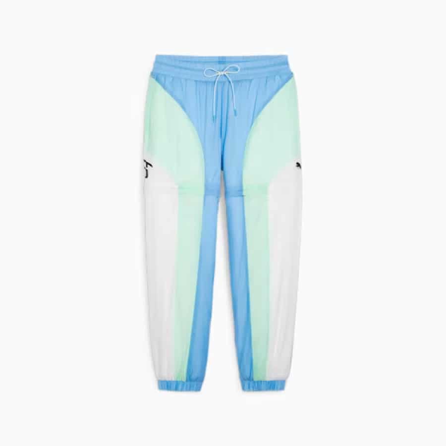 STEWIE x WATER Women's Basketball Joggers -PUMA White/Day Dream/Minty Burst colorway on a light gray background.