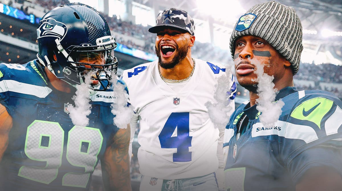 Seahawks Geno Smith and Leonard Williams with Cowboys Dak Prescott