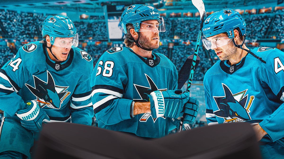 San Jose Sharks players Mike Hoffman, Mikael Granlund, and Marc-Edouard Vlasic in San Jose after a disappointing start to the 2023-24 season