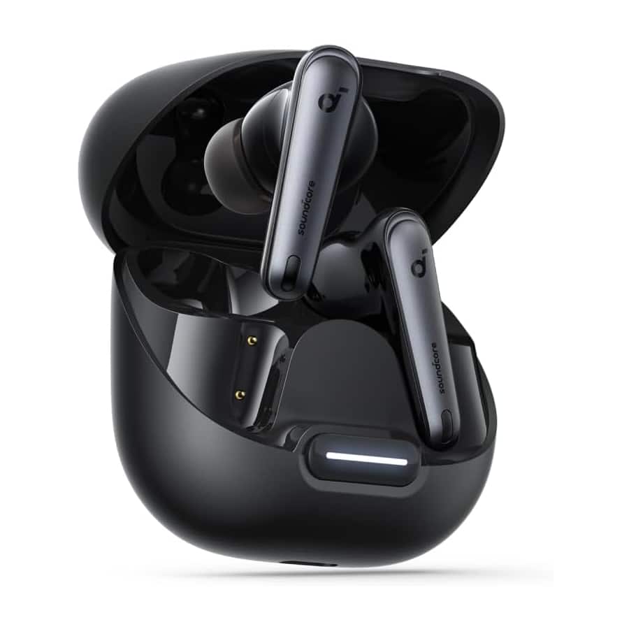 Soundcore by Anker Liberty 4 NC Wireless Earbuds - Velvet Black on a white background.