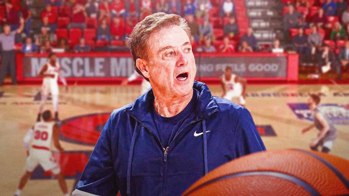 St. John's basketball, Rick Pitino, Red Storm, Michigan basketball, Rick Pitino letter, Rick Pitino with St. Johns basketball court in the background