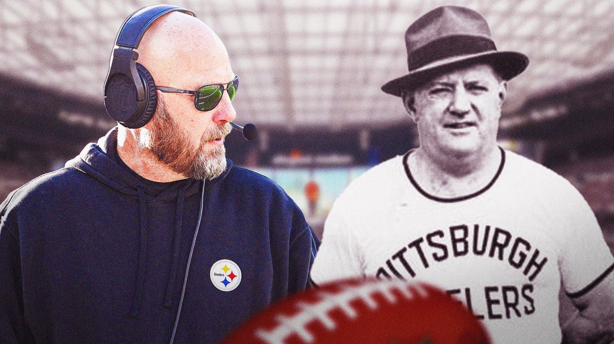 Former Steelers OC Matt Canada, who was fired by MIke Tomlin, and ex-Steelers owner and coach Bert Bell.
