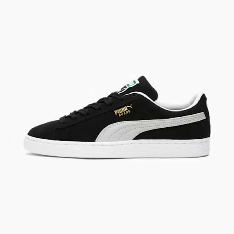 Suede Classic XXI Women's Sneakers - Puma Black/Puma White colorway on a light gray background.