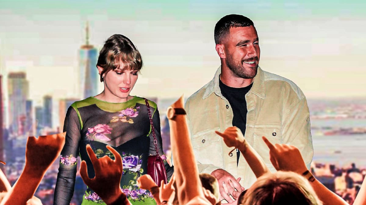 Travis Kelce and Taylor Swift holding hands