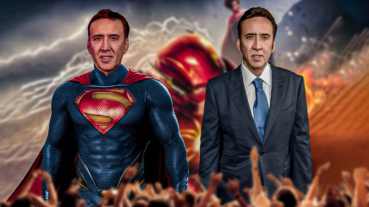 Nicolas Cage as himself and as Superman.
