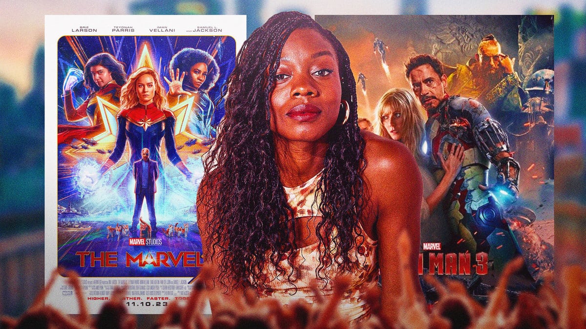 The Marvels and Iron Man 3 posters with Nia DaCosta.