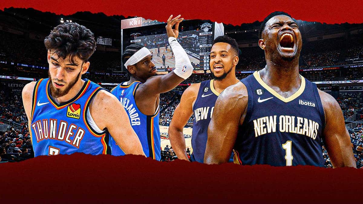 Chet Holmgren, Shai Gilgeous-Alexander, CJ McCollum and Zion Williamson