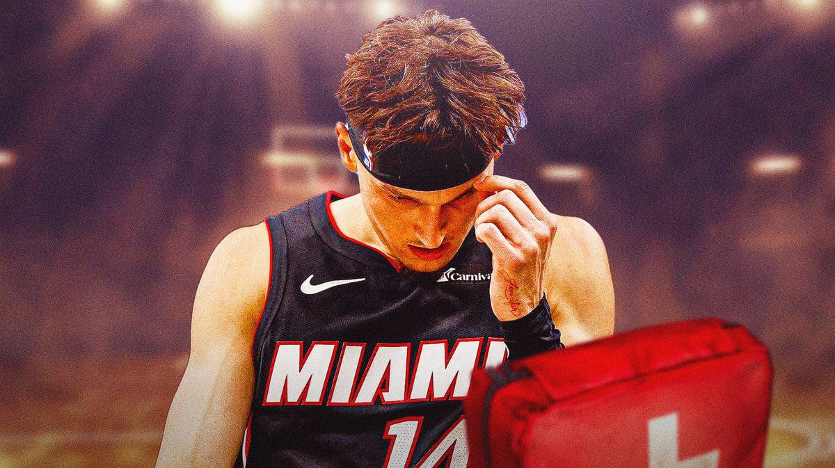Miami Heat star Tyler Herro injured in front of the Kaseya Center.