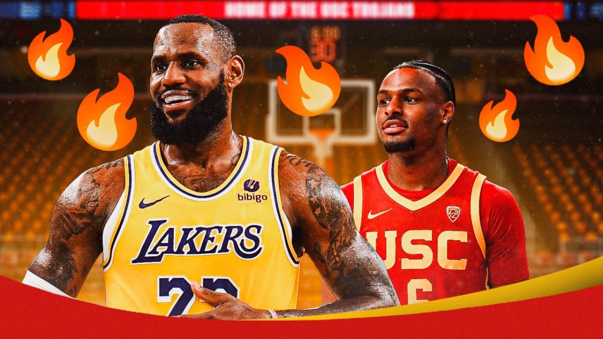 Los Angeles Lakers star LeBron James and his son, USC basketball's Bronny James.