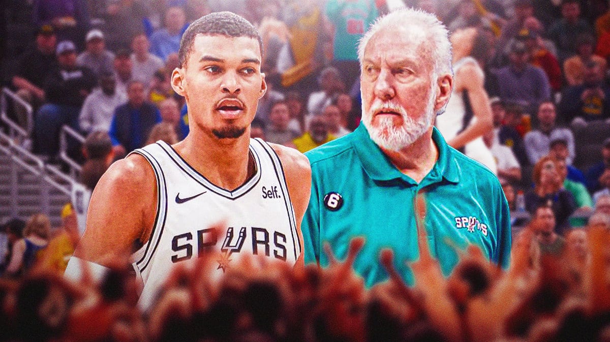 Spurs HC Devin Vassell and Jeremy Sochan mentor Gregg Popovich with Victor Wembanyama