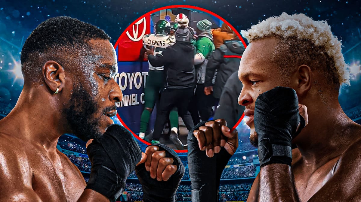 Dion Dawkins of the Bills and Micheal Clemons of the Jets as MMA fighters