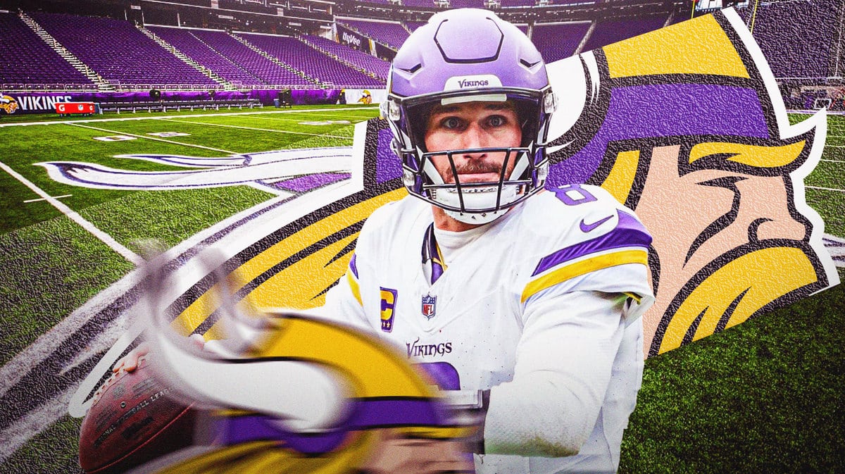 Kirk Cousins in front of Vikings stadium