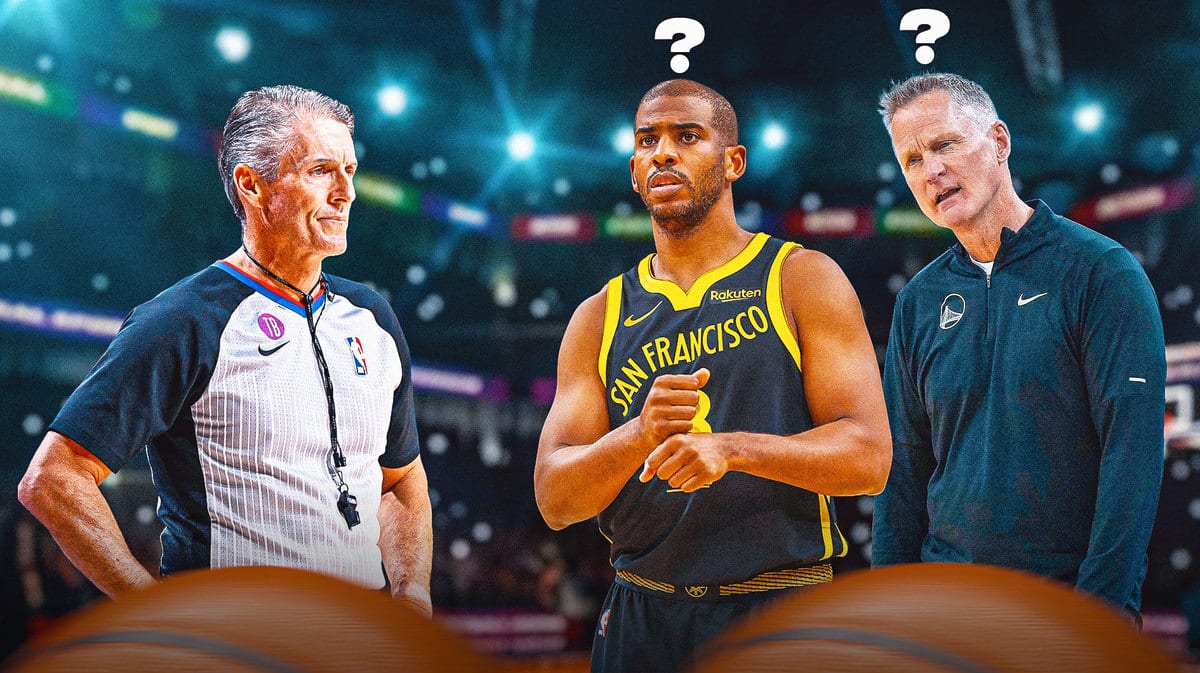 Warriors Chris Paul and Steve Kerr with Scott Foster after Suns loss