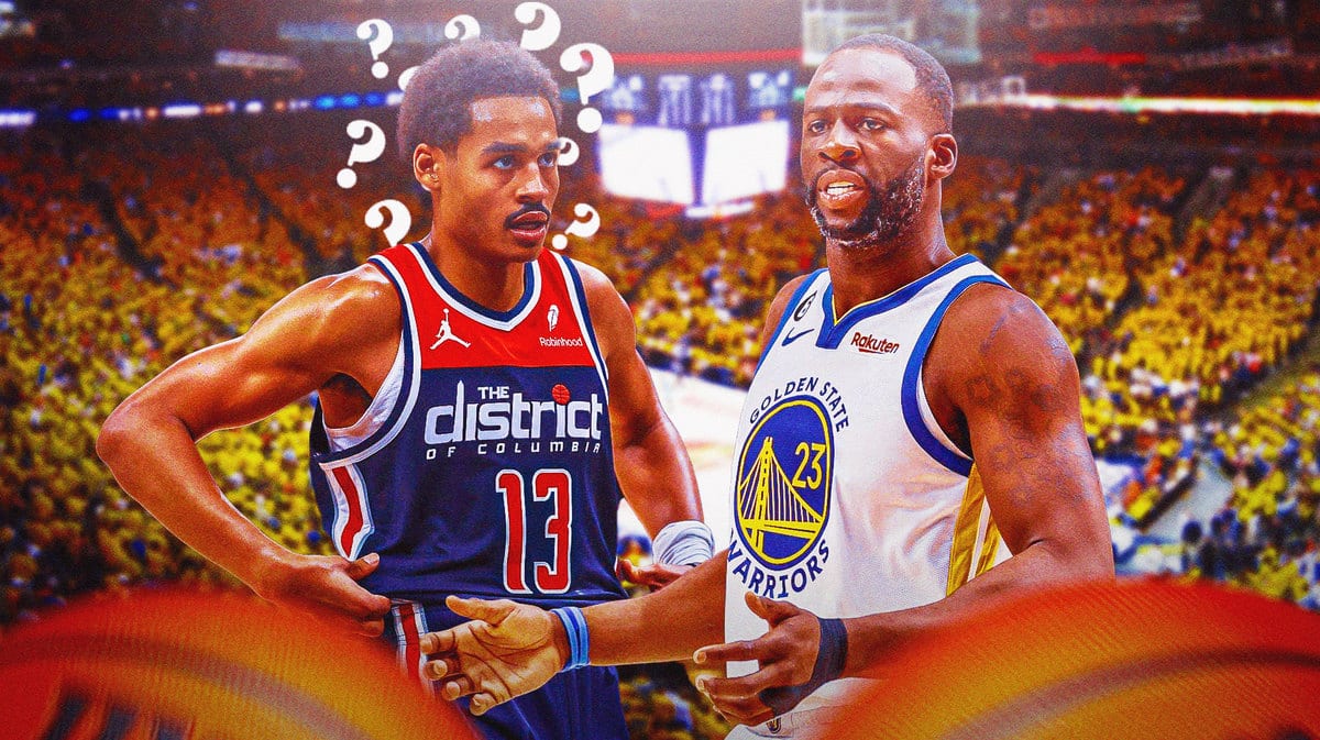 Draymond Green. Jordan Poole next to him with question marks by him