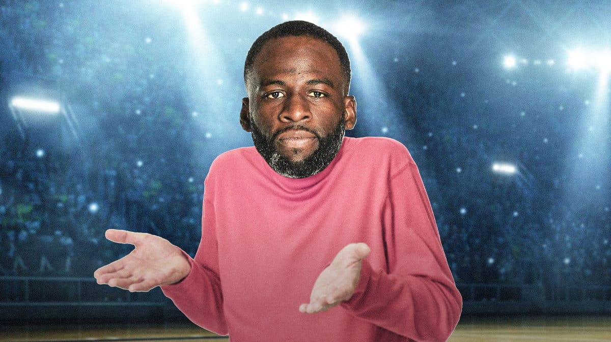 Warriors' Draymond Green as an old man shrugging.