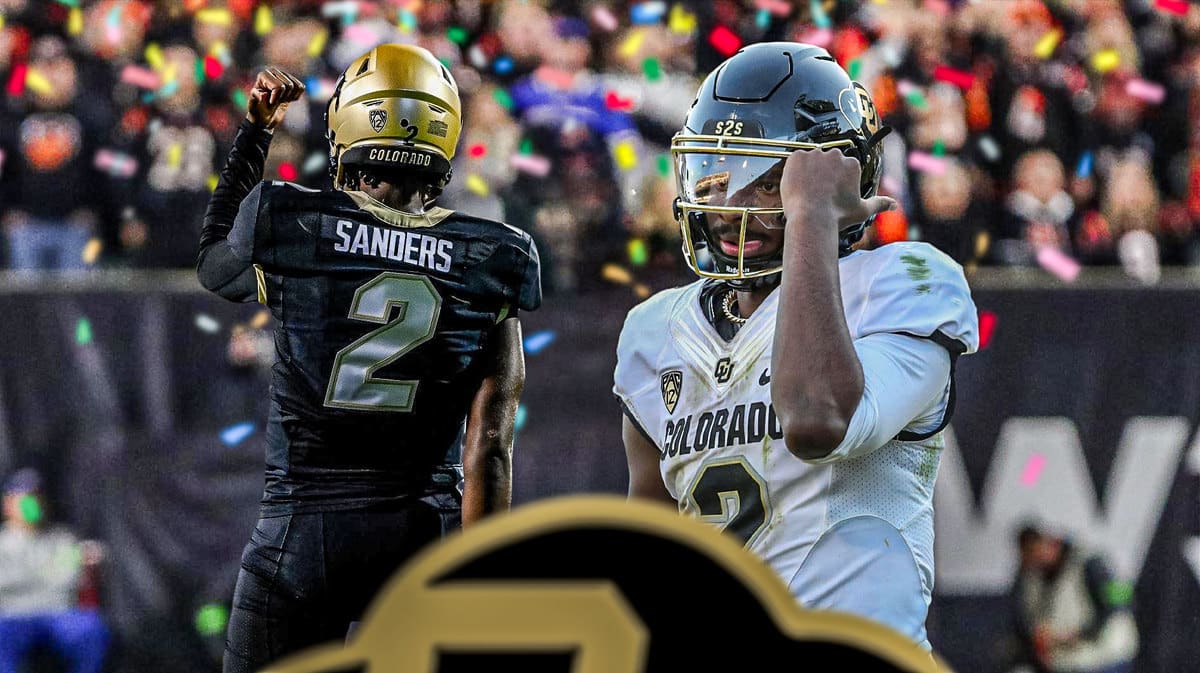 Colorado football QB Shedeur Sanders doing his signature flex celebration
