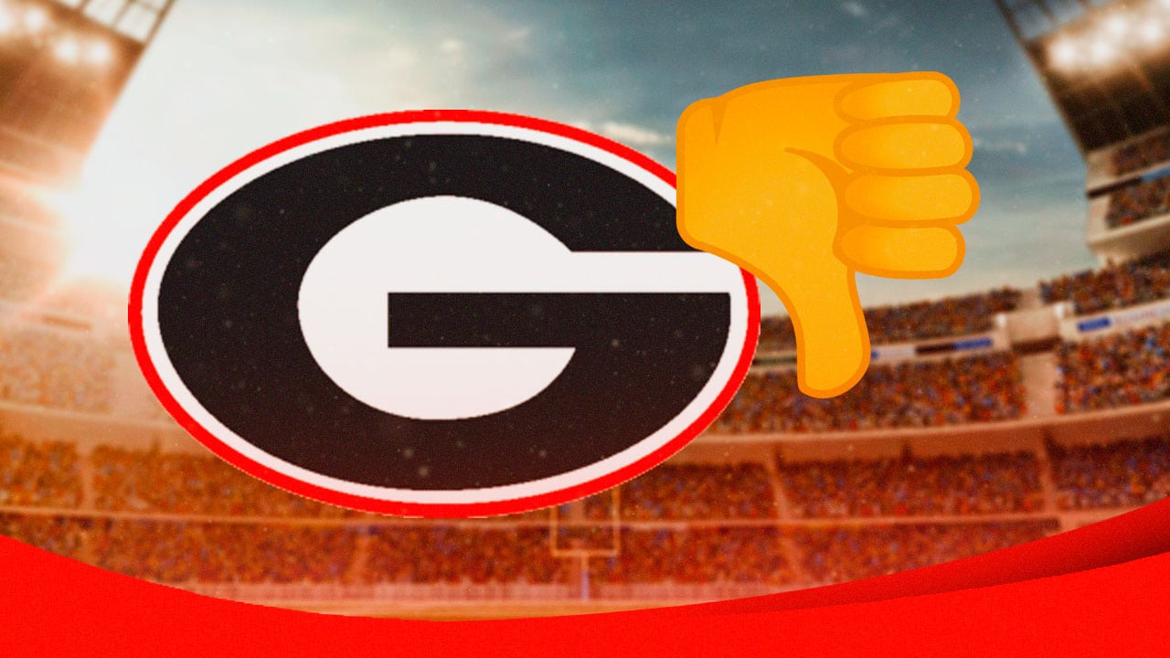 Georgia football logo with thumbs down