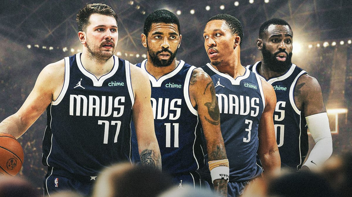 Mavs' Luka Doncic, Mavs' Kyrie Irving, Mavs' Grant Williams, Mavs' Tim Hardaway Jr.