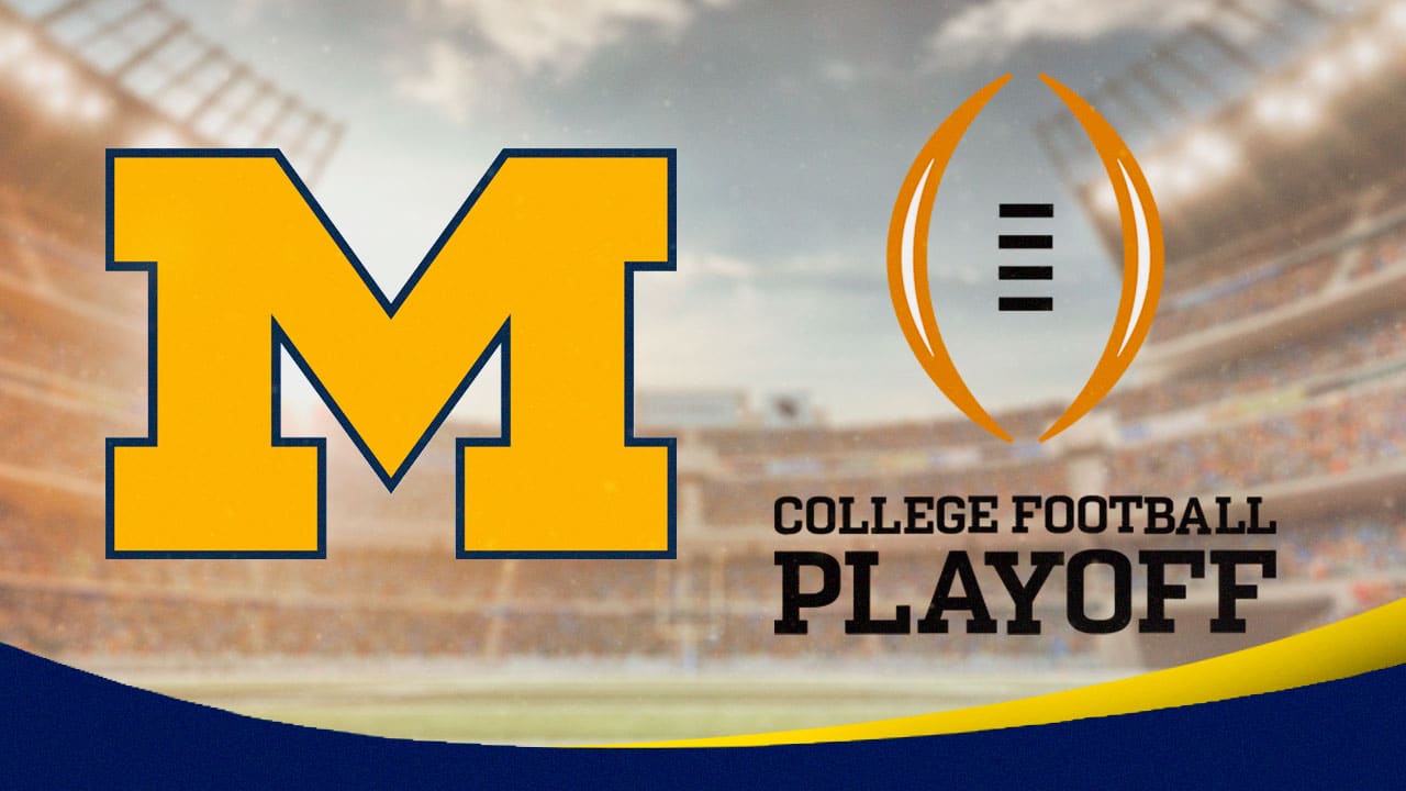 Michigan Wolverines logo with College Football Playoff logo next to it