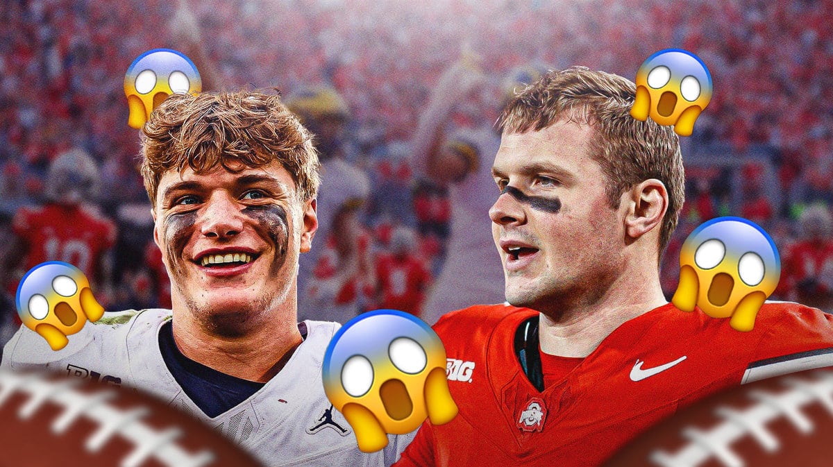 JJ McCarthy, Kyle McCord with surprised emojis