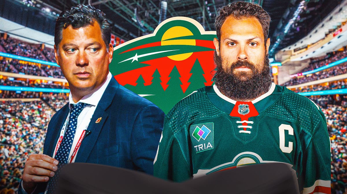 Minnesota Wild general manager Bill Guerin with defenseman Zach Bogosian after a trade with the Tampa Bay Lightning