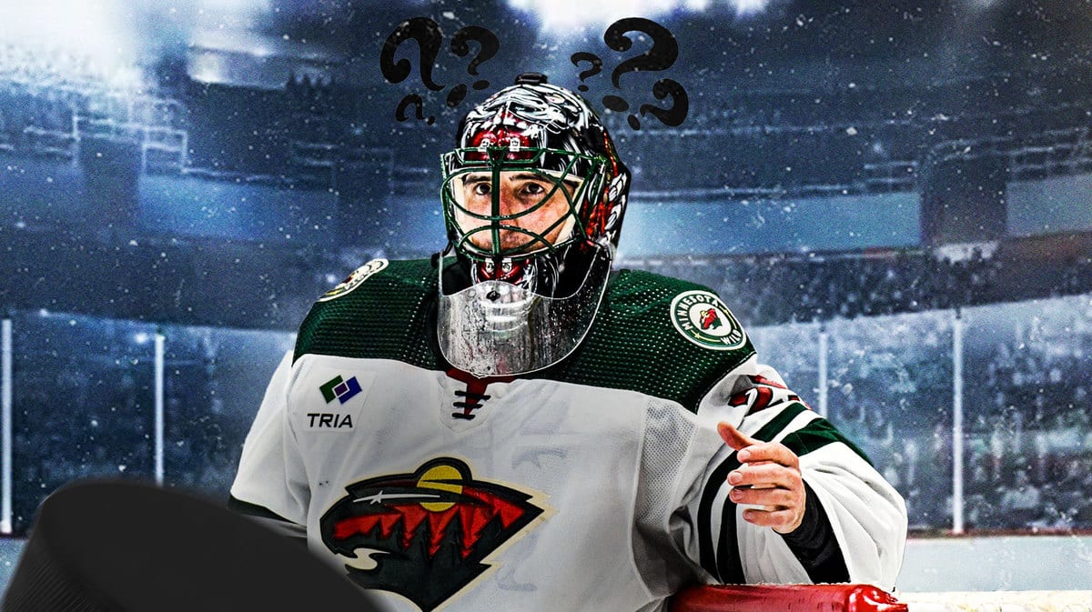 Wild goaltender Marc-Andre Fleury with several question marks above his head