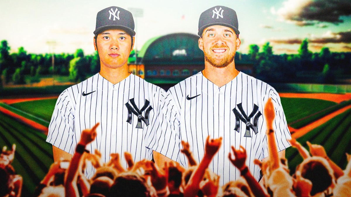 Shohei Ohtani, Aaron Nola in Yankees uniforms