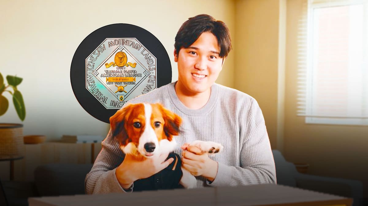 2023 AL MVP Shohei Ohtani with his dog