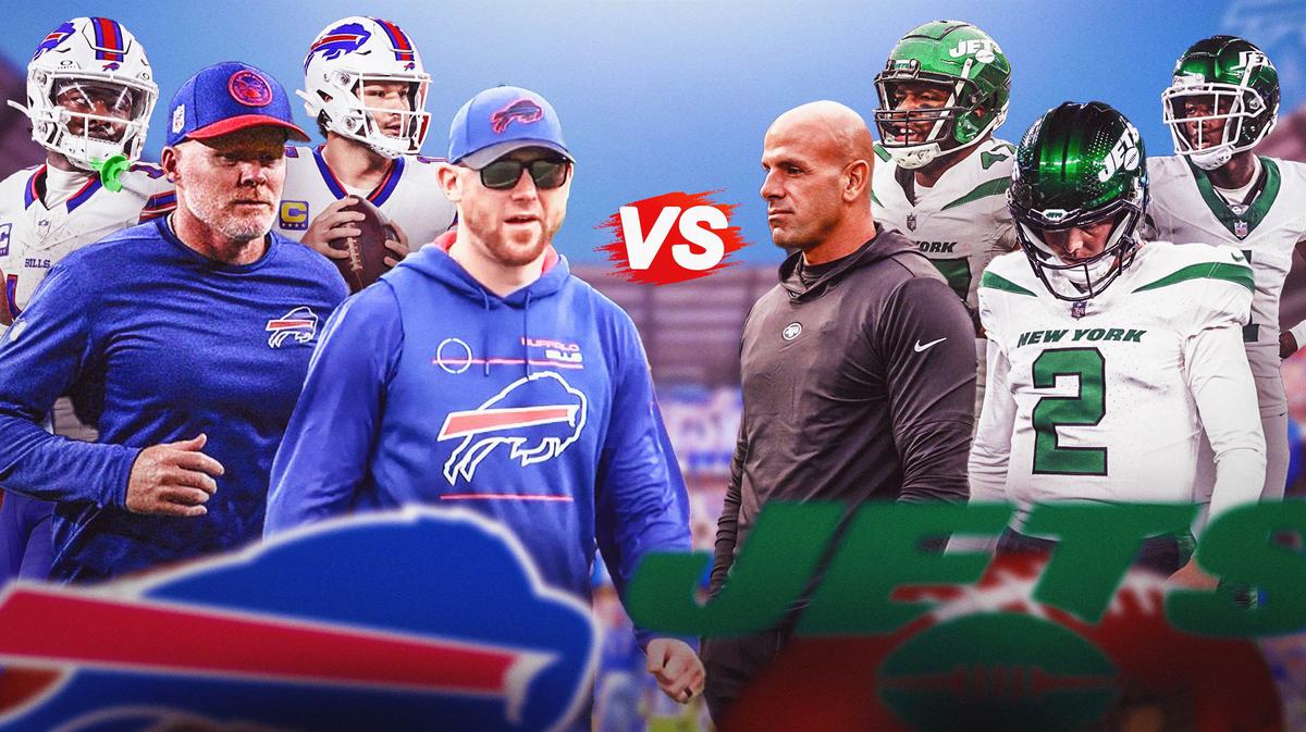 Bills Josh Allen, Joe Brady, Sean McDermott, Stefon Diggs vs. Jets Zach Wilson, Garrett Wilson, Robert Saleh, and Sauce Gardner.