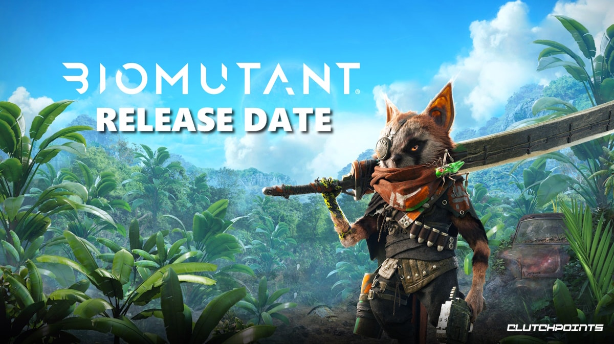 biomutant switch release date, biomutant gameplay, biomutant story, biomutant switch details, biomutant switch, keyart for biomutant with the words release date underneath the game title